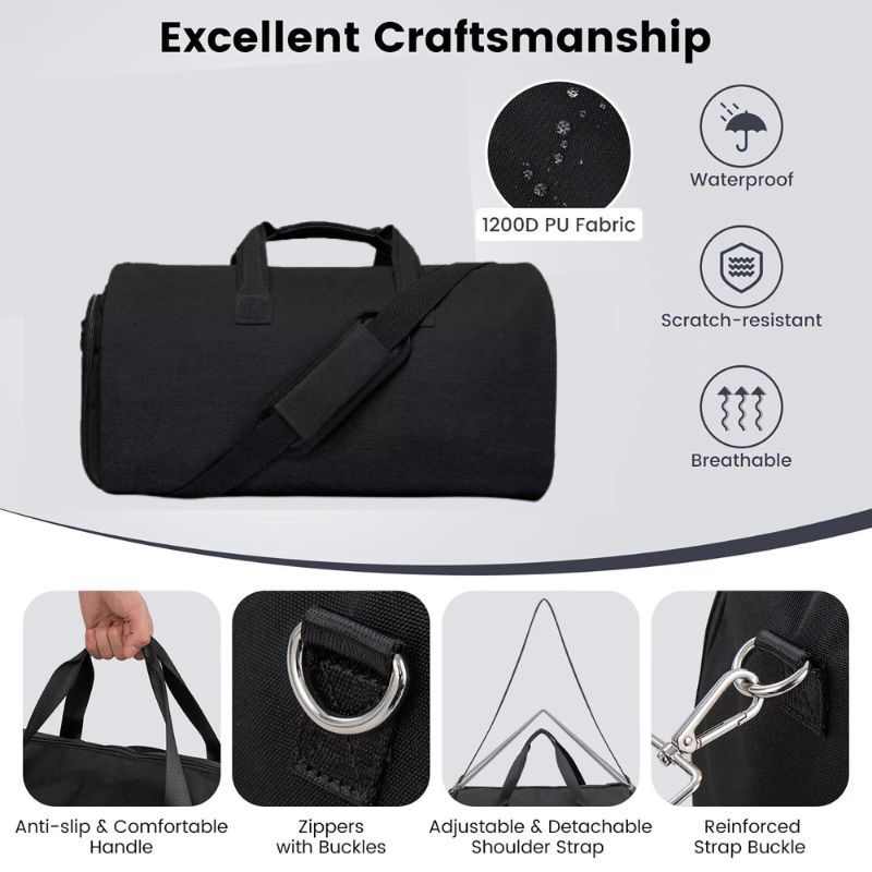 Carry Ons Duffle Travel luggage bags for Men - BLACK 45L
