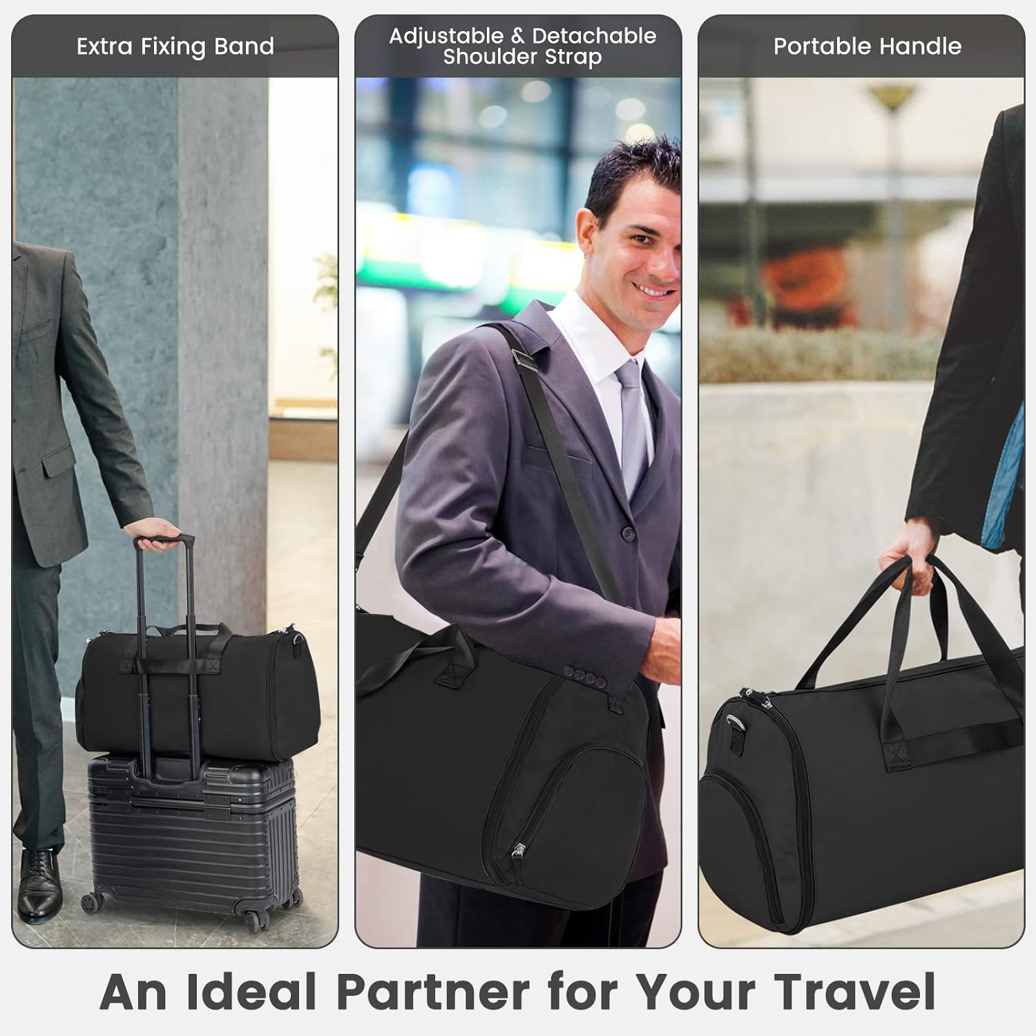 Carry Ons Duffle Travel luggage bags for Men - BLACK 45L