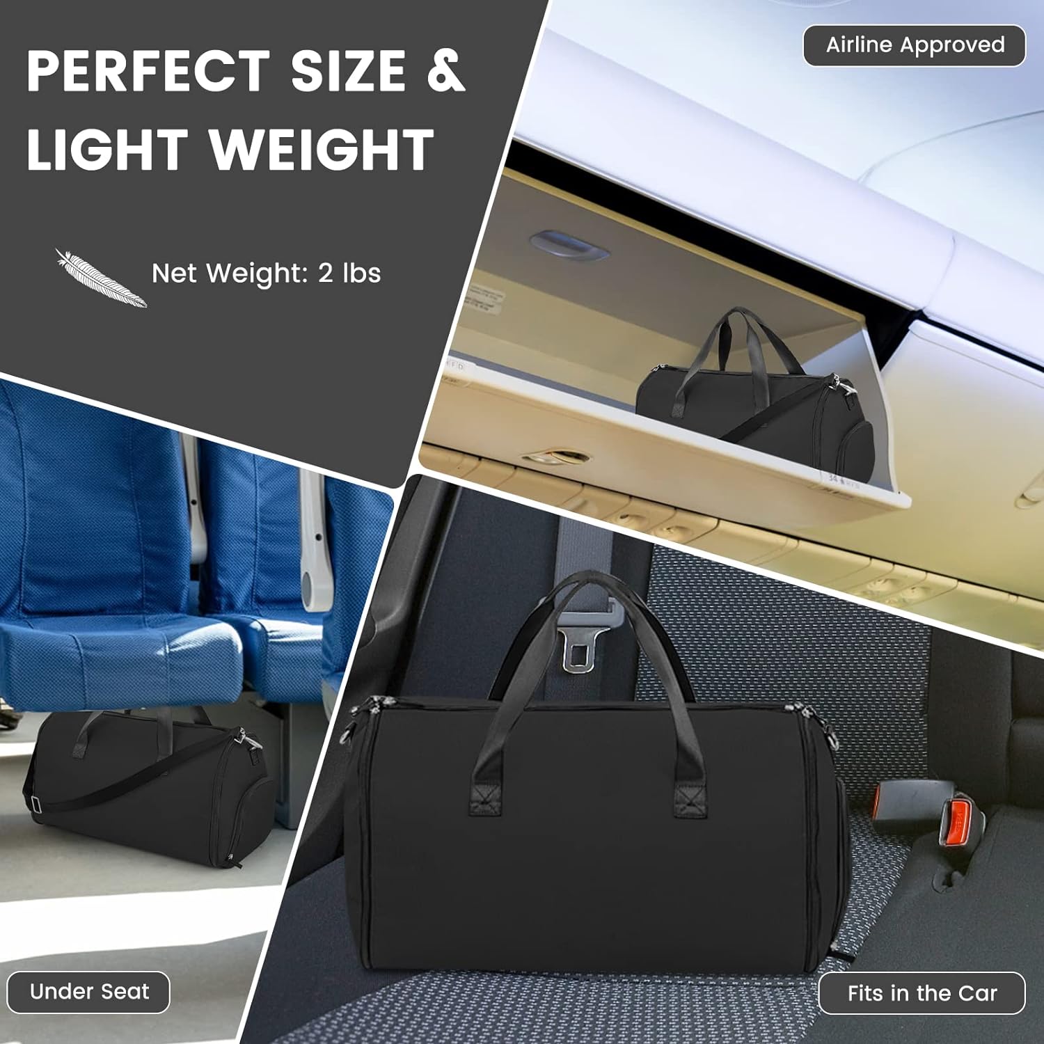 Carry Ons Duffle Travel luggage bags for Men - BLACK 45L
