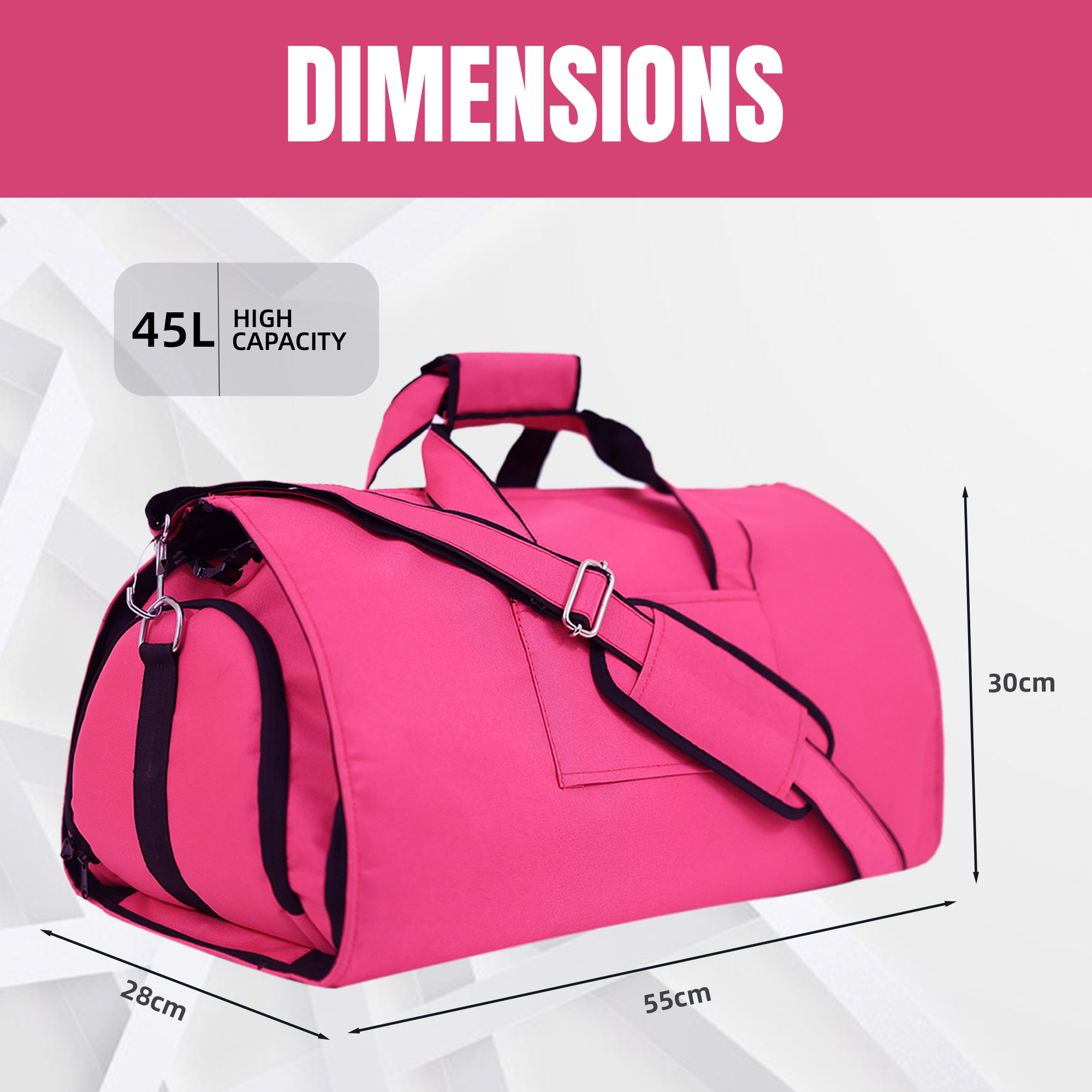 Carry Ons Duffle Travel luggage bags for Men Women - Pink 