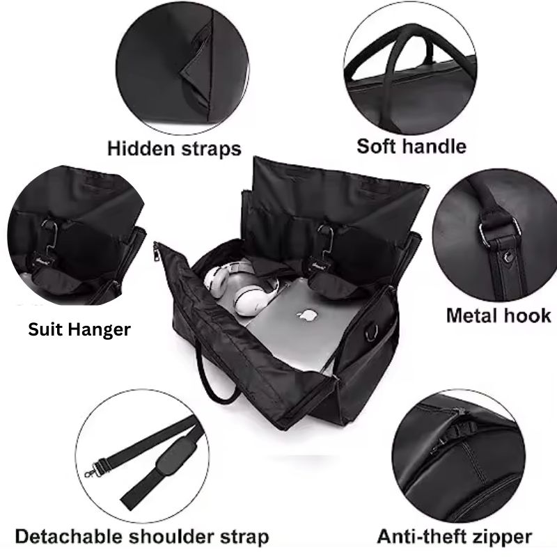 Convertible Luggage Duffle Travel Bag For Men - Black - 45L