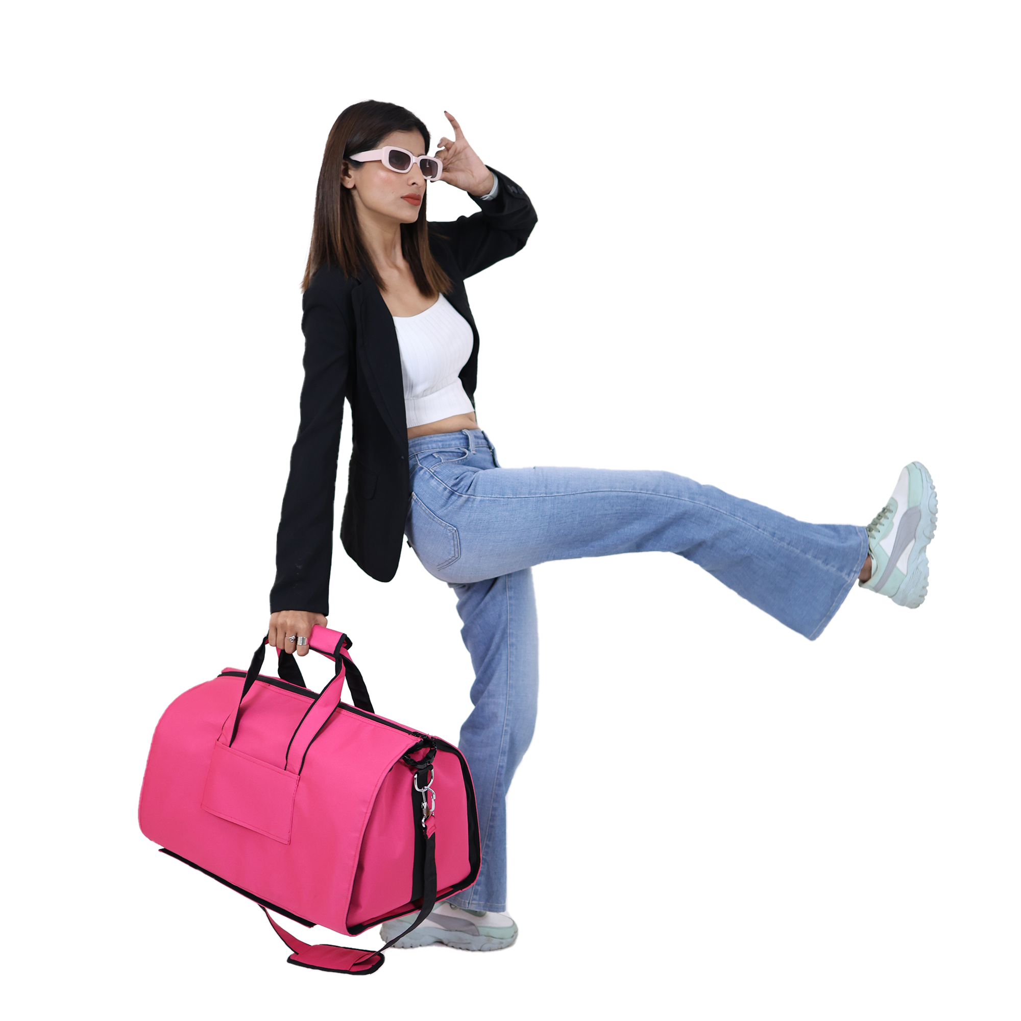 Suitcase trolley duffle garment bags Men Women (Unisex) - pink -45 ltr