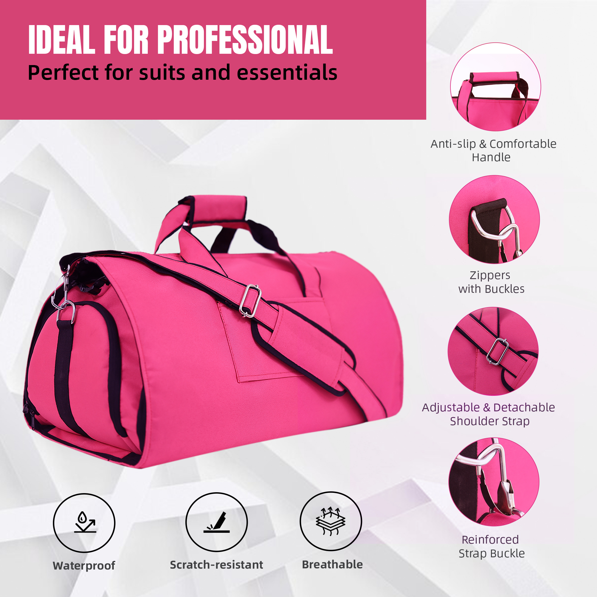 Suitcase trolley duffle garment bags Men Women (Unisex) - pink -45 ltr