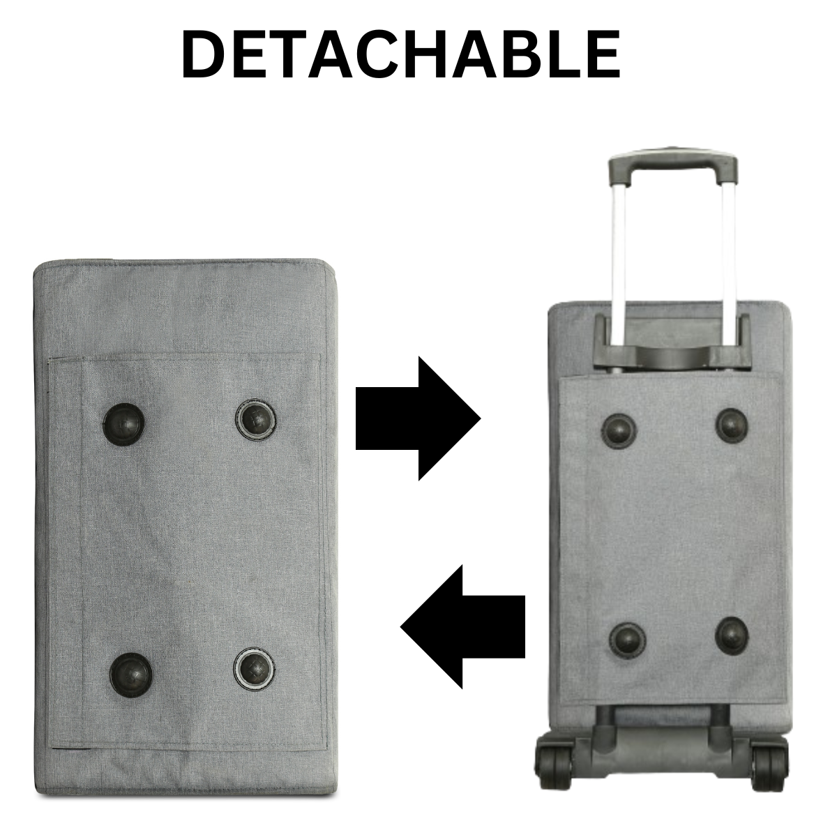 Detachable trolley suitcase duffle bags Men Women - Grey - 45 ltr 